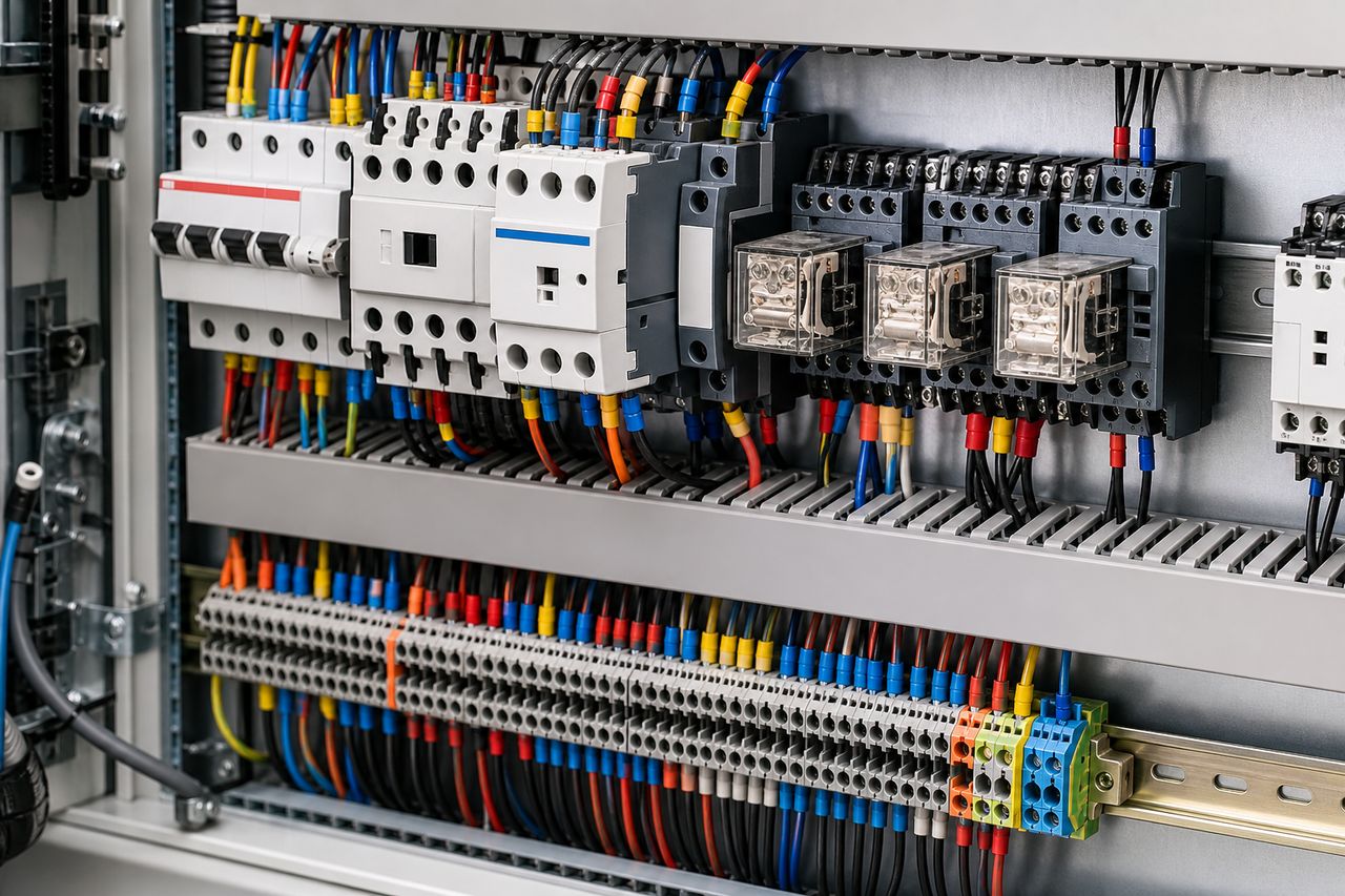 Elektrik panosu kontaktör, röle ve sigorta bağlantı detayı