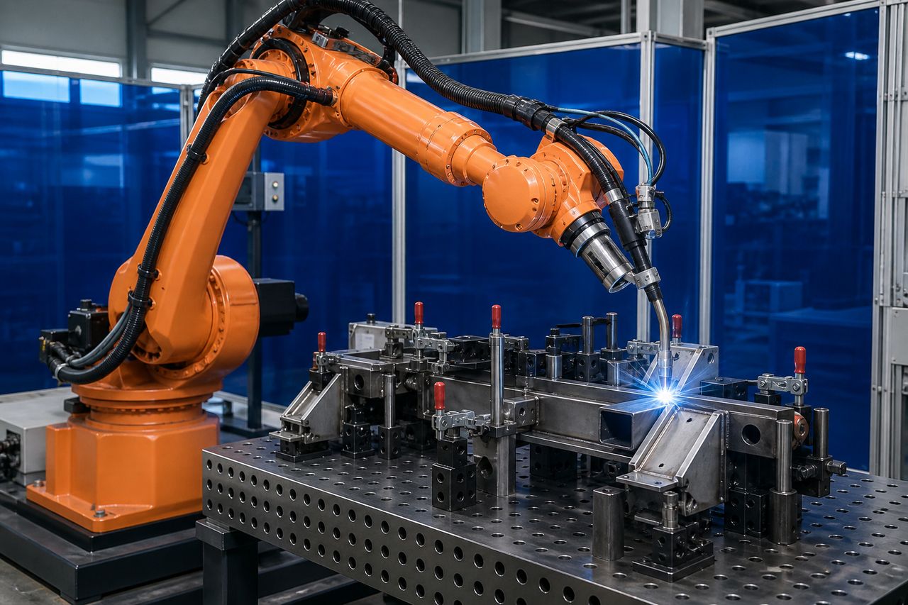 Endüstriyel robot kollu otomatik kaynak uygulaması